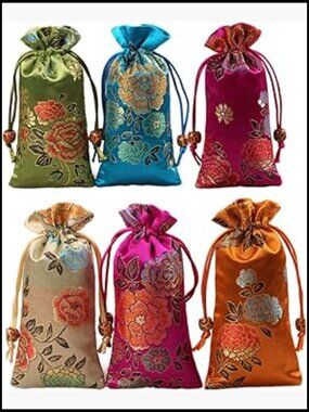 Silk Brocade Drawstring Pouch Set Jewelry Bag Gift Wallets Sachet Candy
